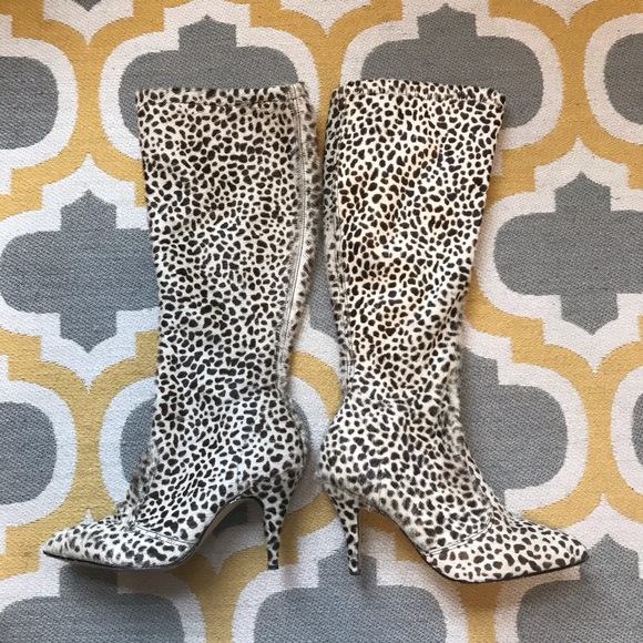 Shoes - Vintage Handmade Calf Hair Animal Print Boots